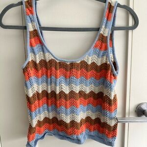 Rip Curl Crochet Y2K Knit Tank Top Boho Festival Beach Summer Multicolor Size L